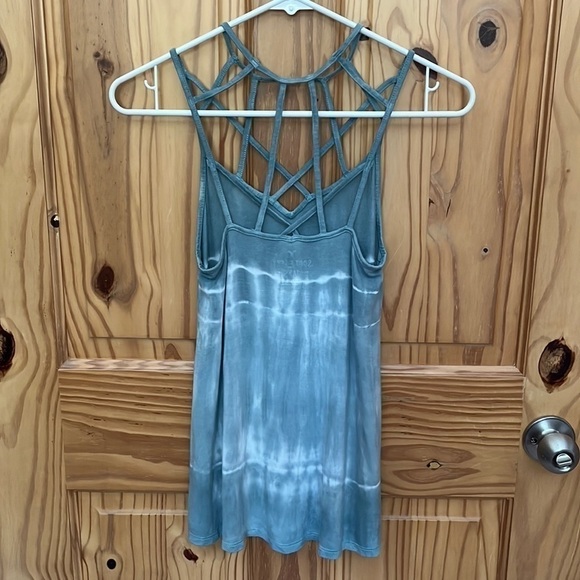 American Eagle Outfitters Soft & Sexy Blue Tie Dye Cage Tank Top - Picture 3 of 8